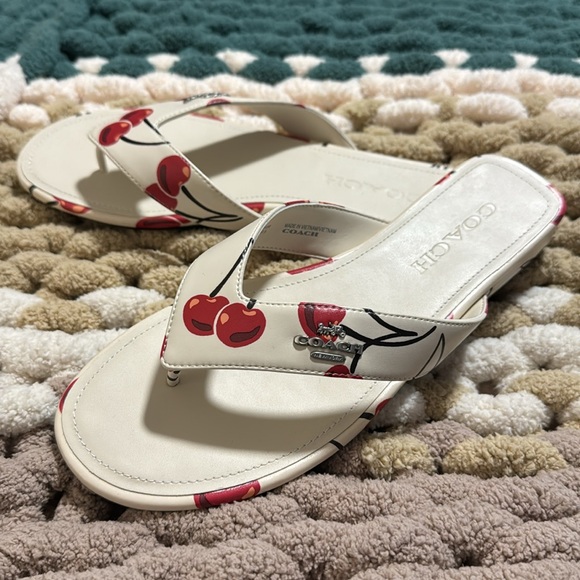 COACH CHERRY サンダル Coach | Shoes | Coach Sz 7 Med Width New Cherry Leather Flip Flops